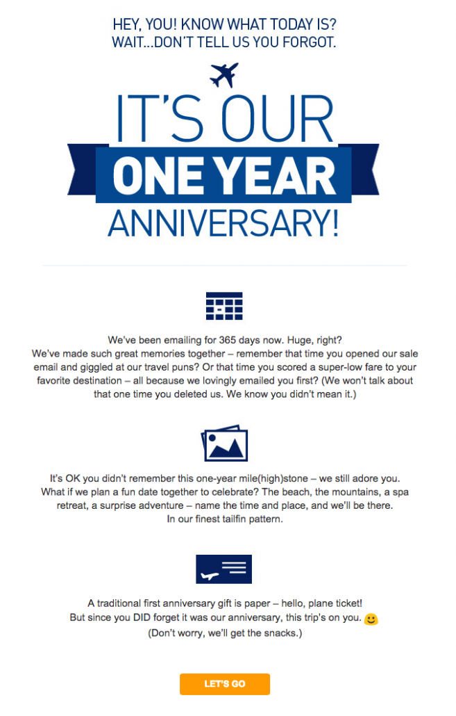 JetBlue email campaign